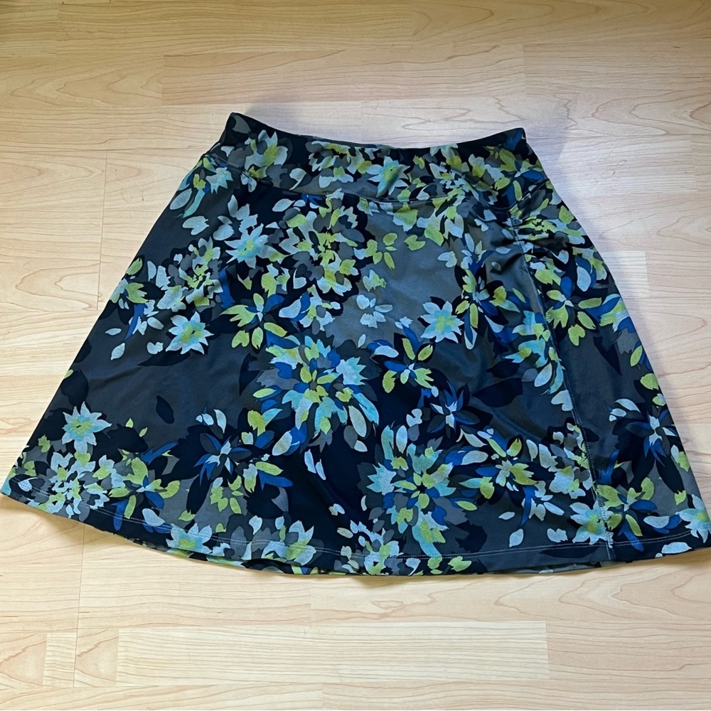 REI Northway Active Skirt Women Medium Gray/Blue/Green Floral